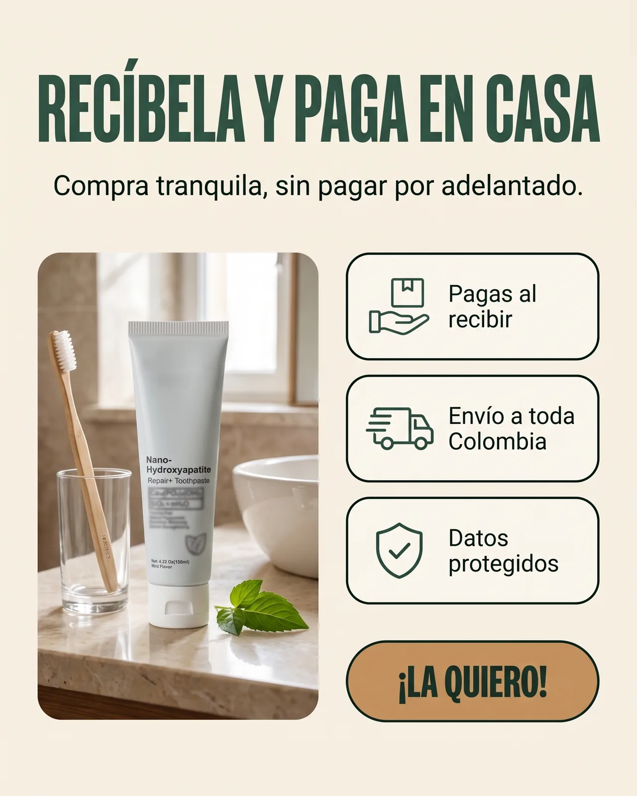 Crema Dental Nano-Hidroxiapatita 120 ml: Recíbela y paga en casa