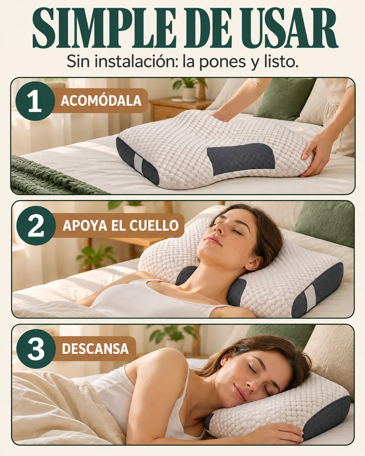 Almohada Ortopédica Cervical: Simple de usar