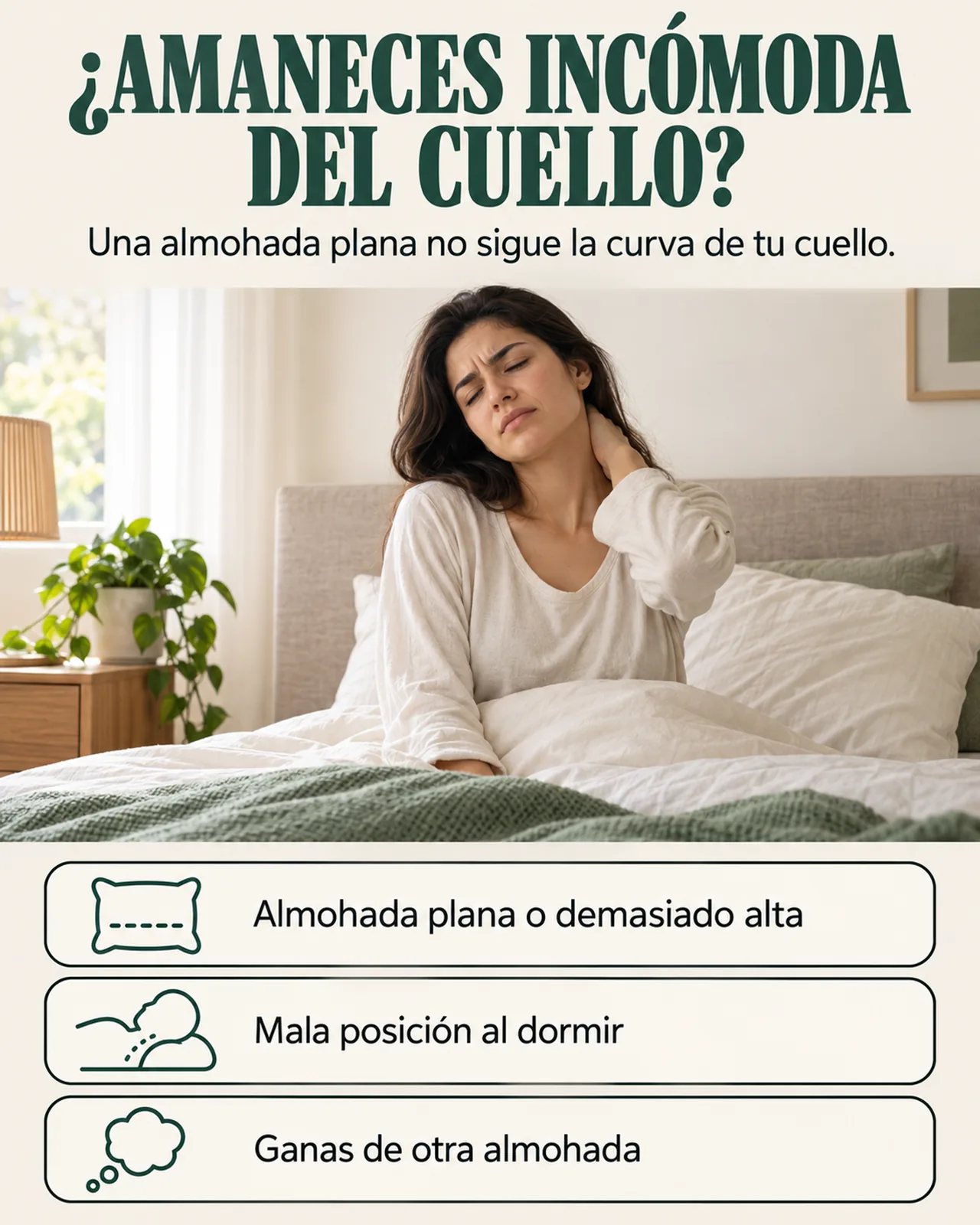Almohada Ortopédica Cervical: ¿amaneces incómoda del cuello?