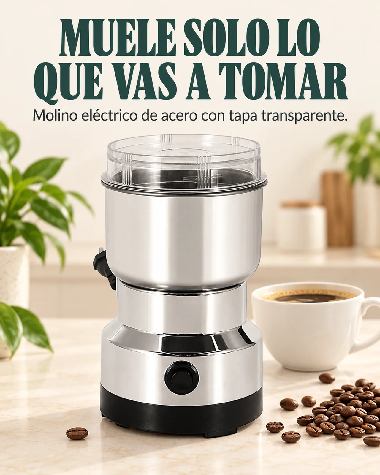 Molino Eléctrico de Café y Granos: Muele solo lo que vas a tomar