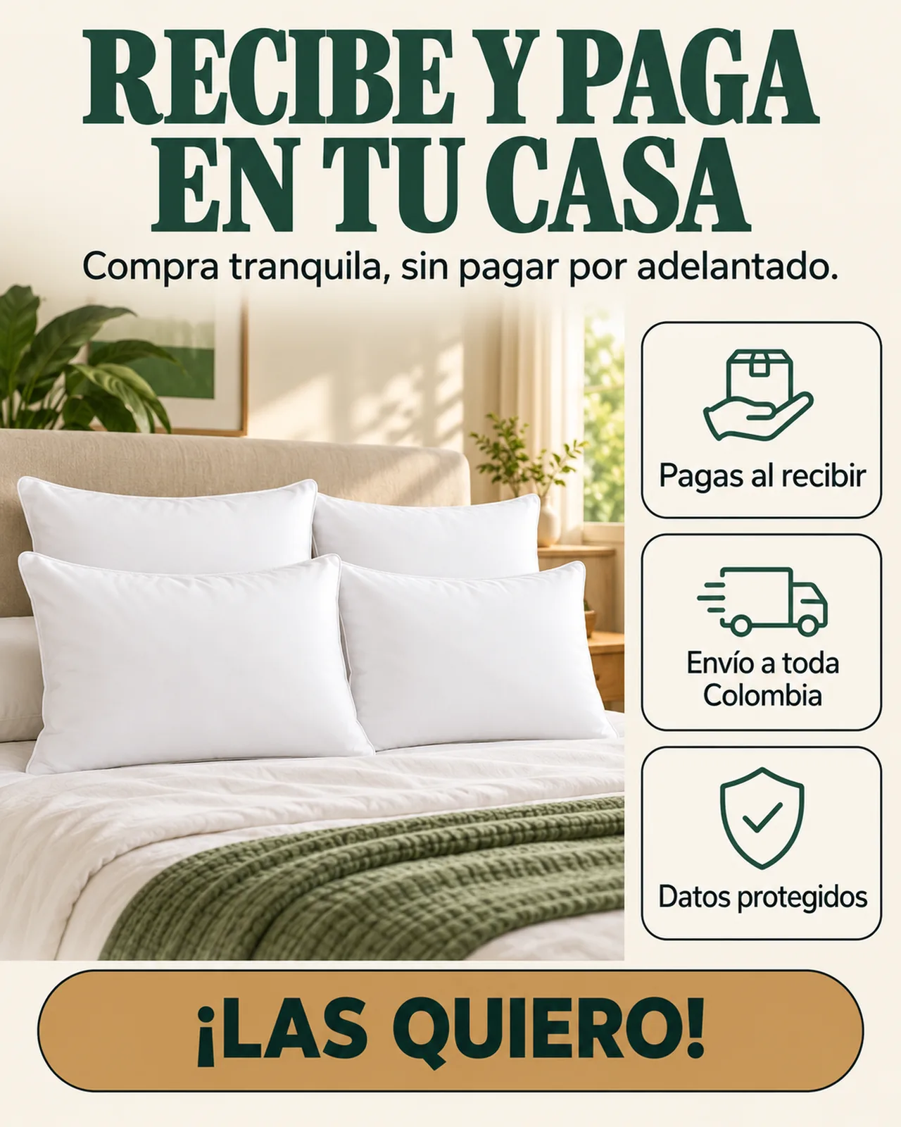 Set x4 Almohadas Siliconadas 40x60: Recibe y paga en tu casa