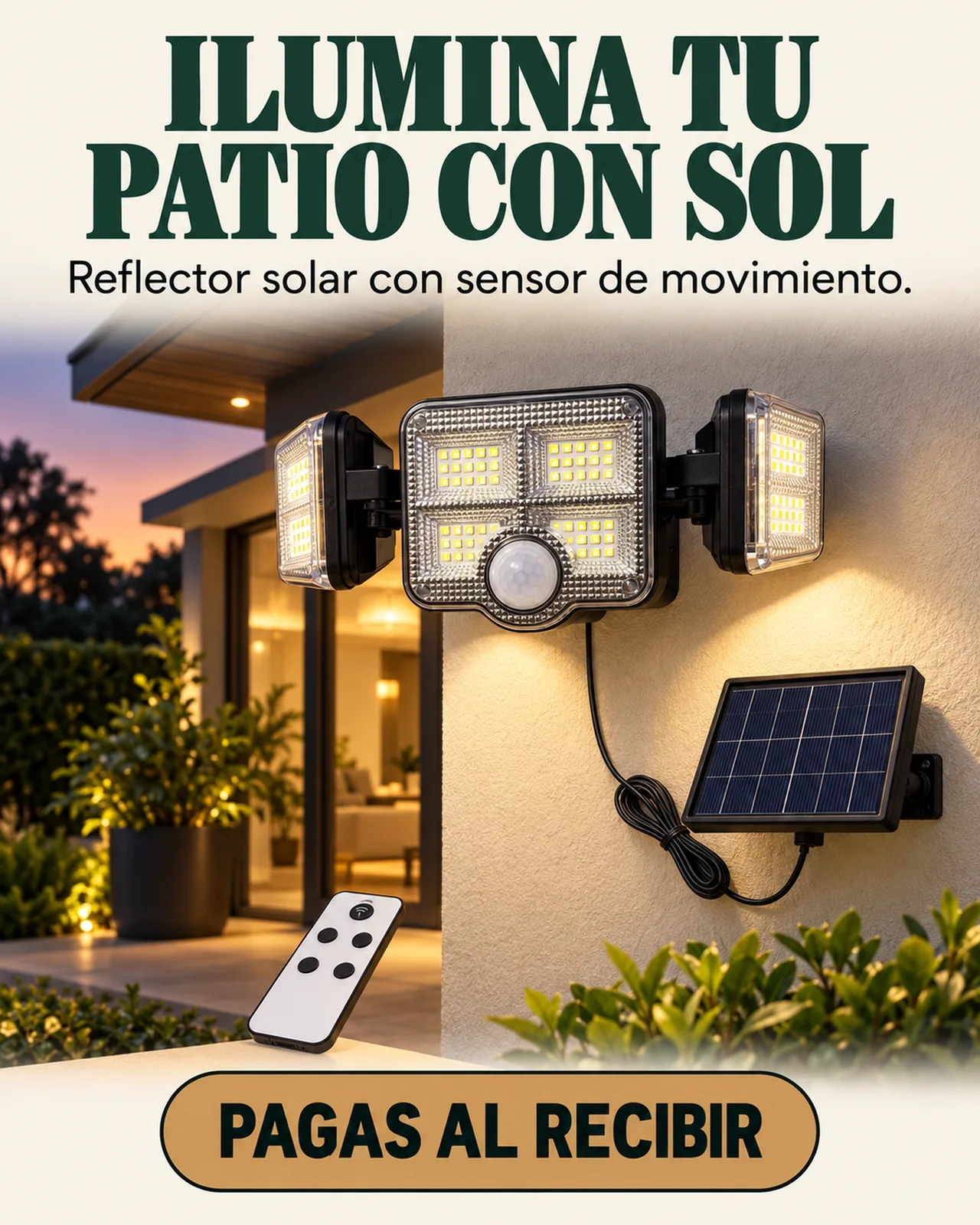 Reflector Solar con Sensor de Movimiento: Ilumina tu patio con sol