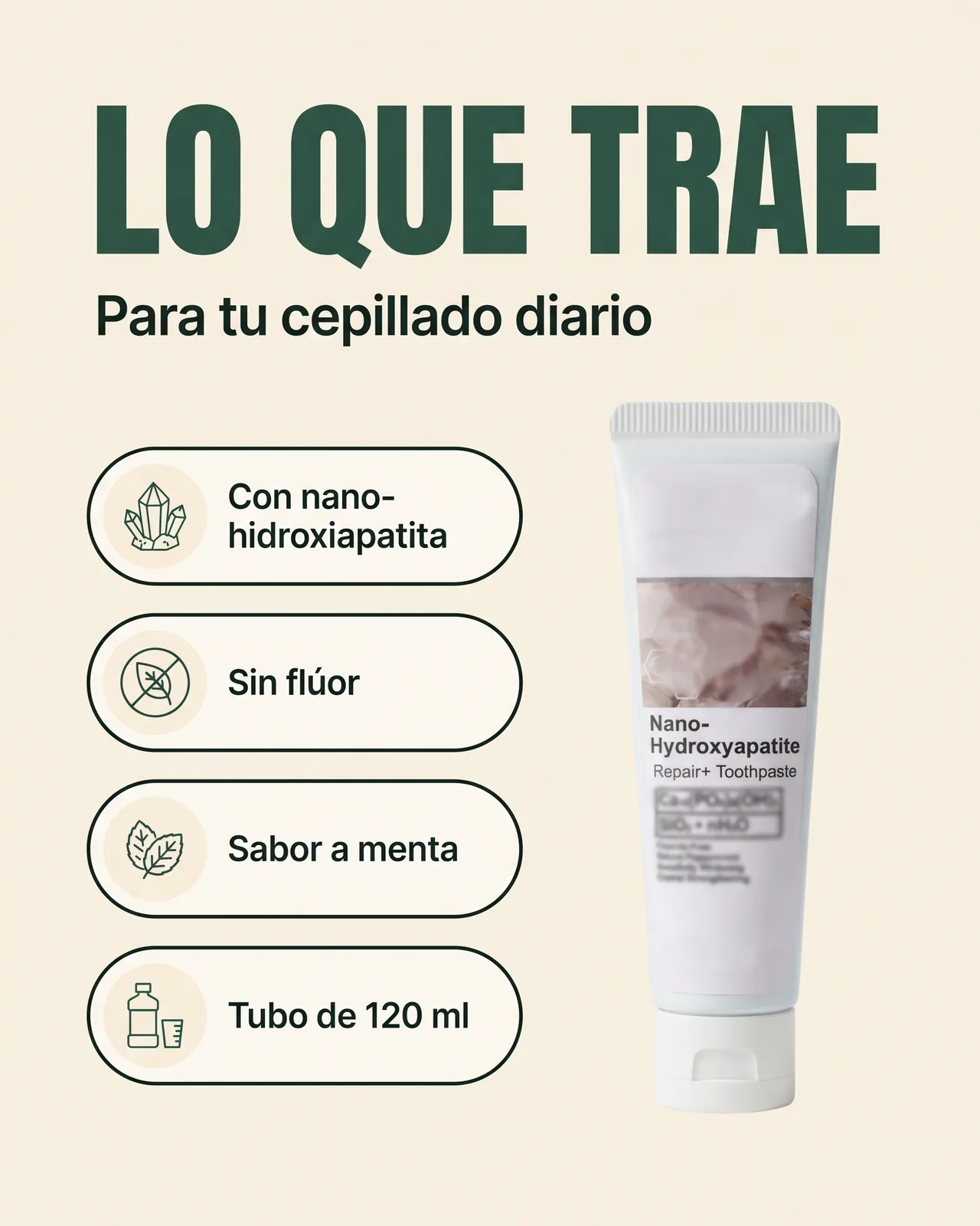 Crema Dental Nano-Hidroxiapatita 120 ml: Lo que trae