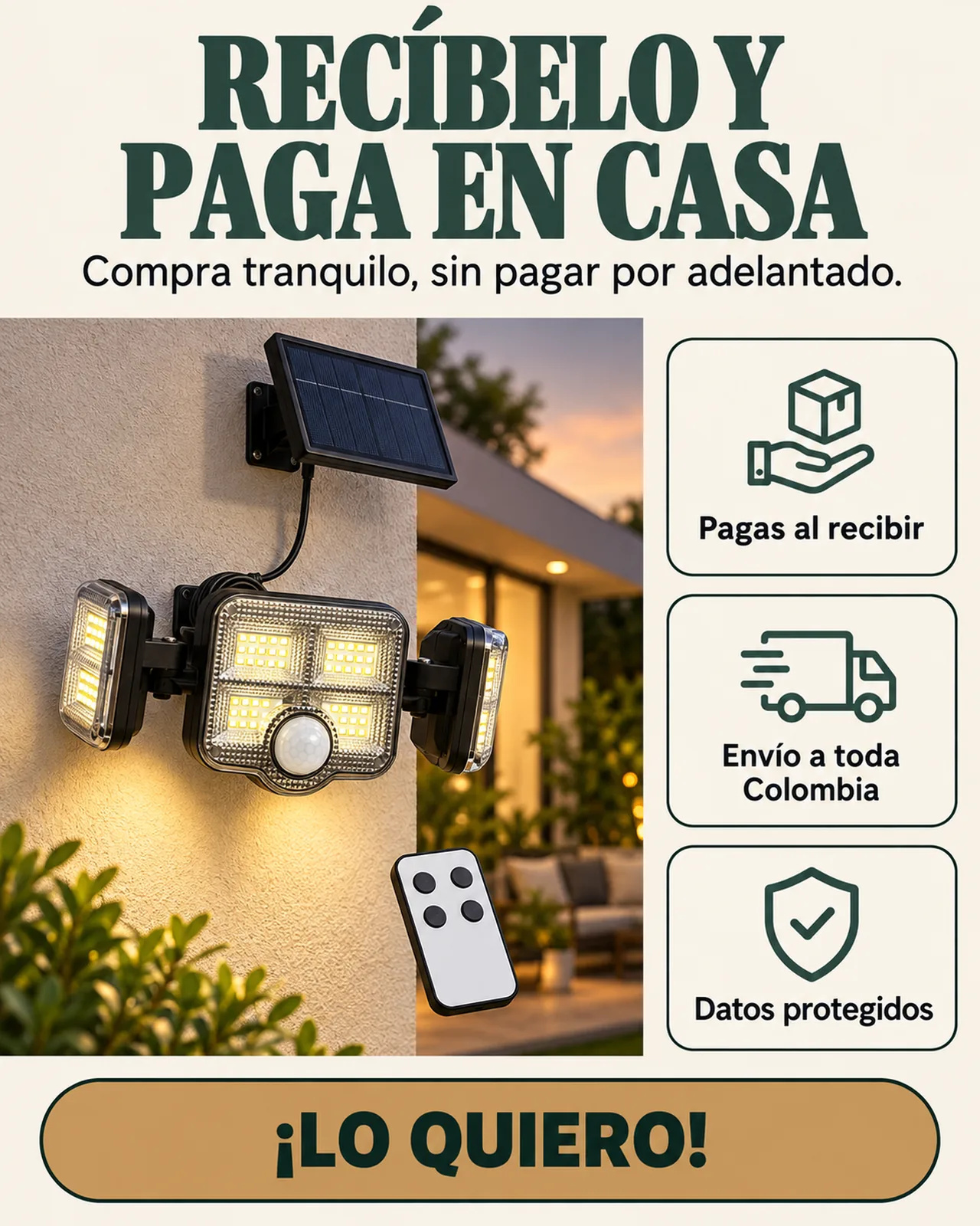 Reflector Solar con Sensor de Movimiento: Recíbelo y paga en casa