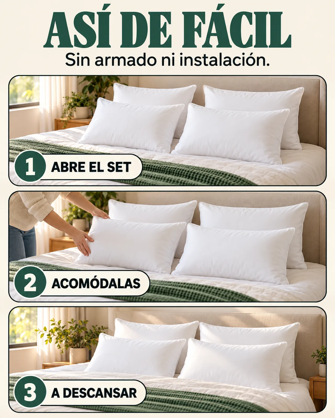 Set x4 Almohadas Siliconadas 40x60: Así de fácil