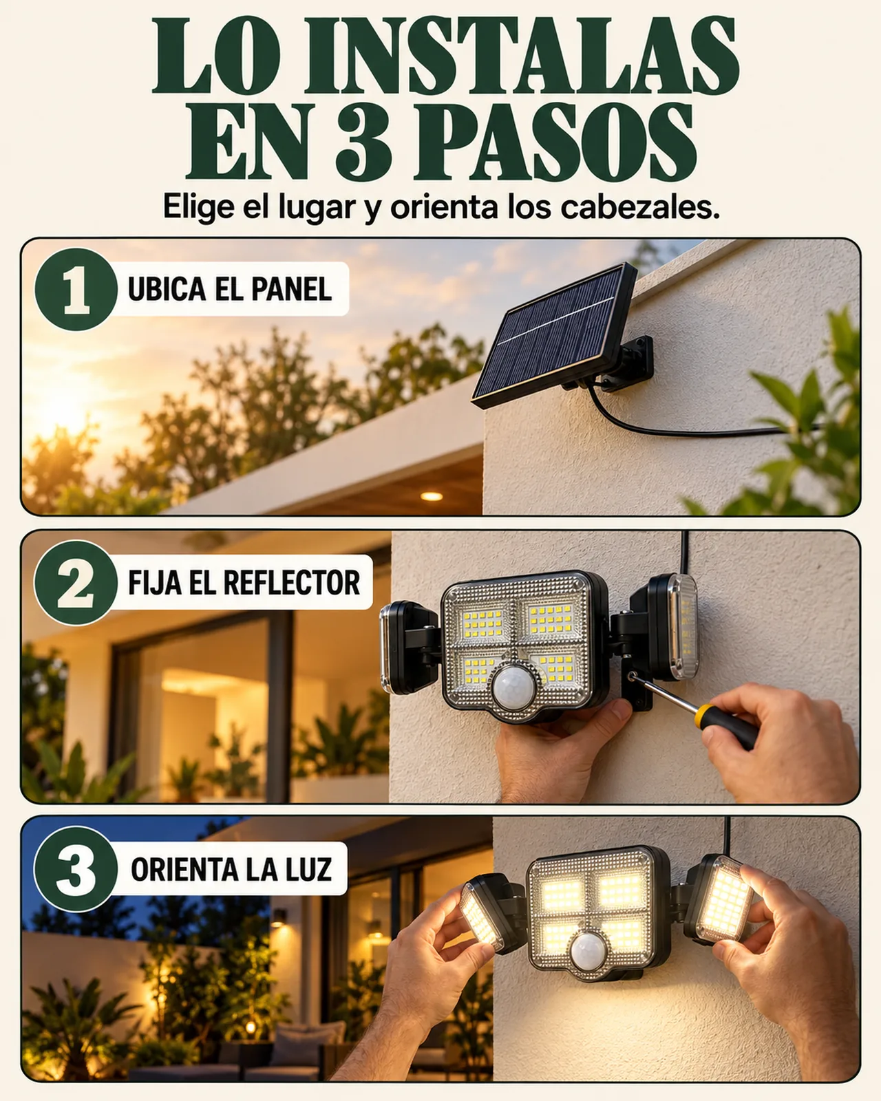 Reflector Solar con Sensor de Movimiento: Lo instalas en 3 pasos