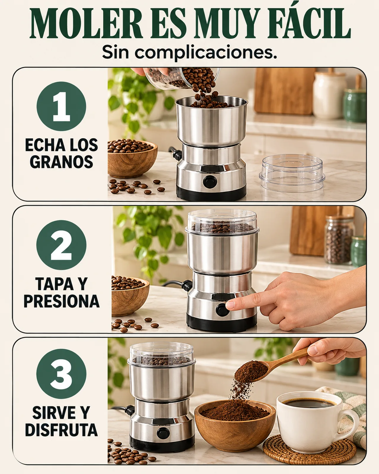 Molino Eléctrico de Café y Granos: Moler es muy fácil